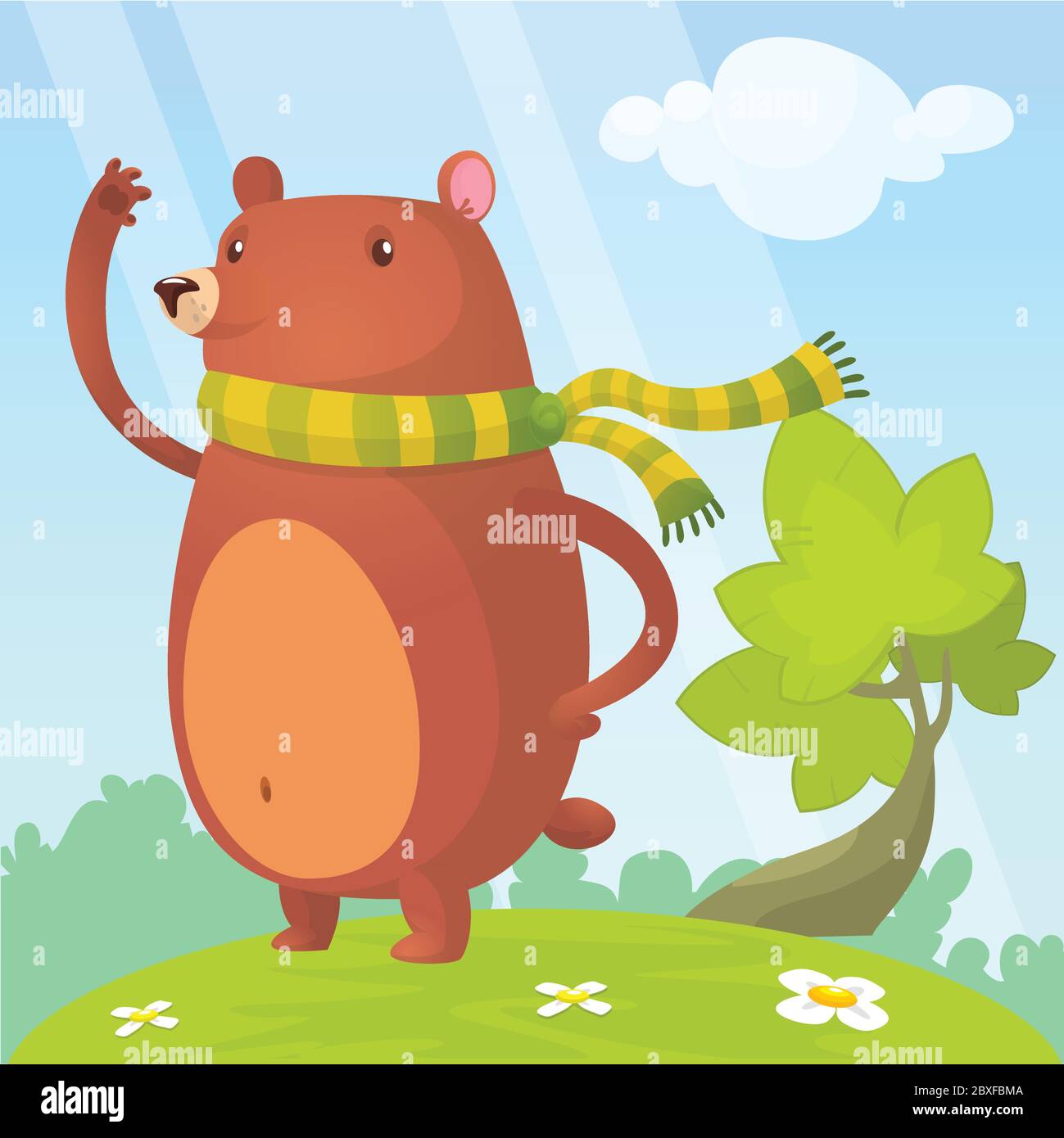 Happy bear in scarf. Vector cartoon isolated Stock Vector Image & Art ...