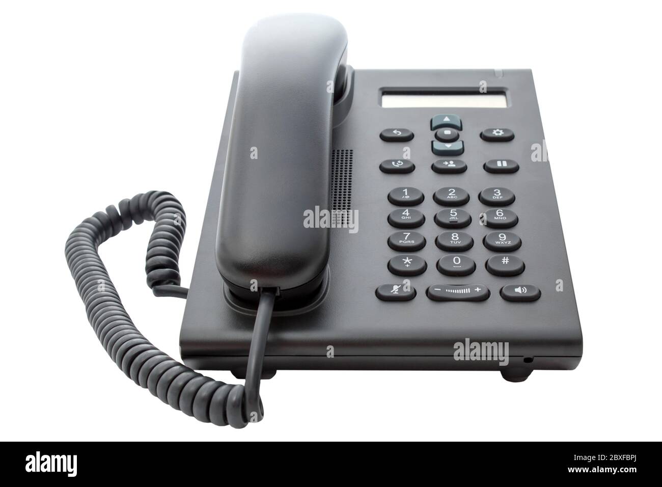 Voice over IP phone with LCD display with a clipping path on an isolated background Stock Photo