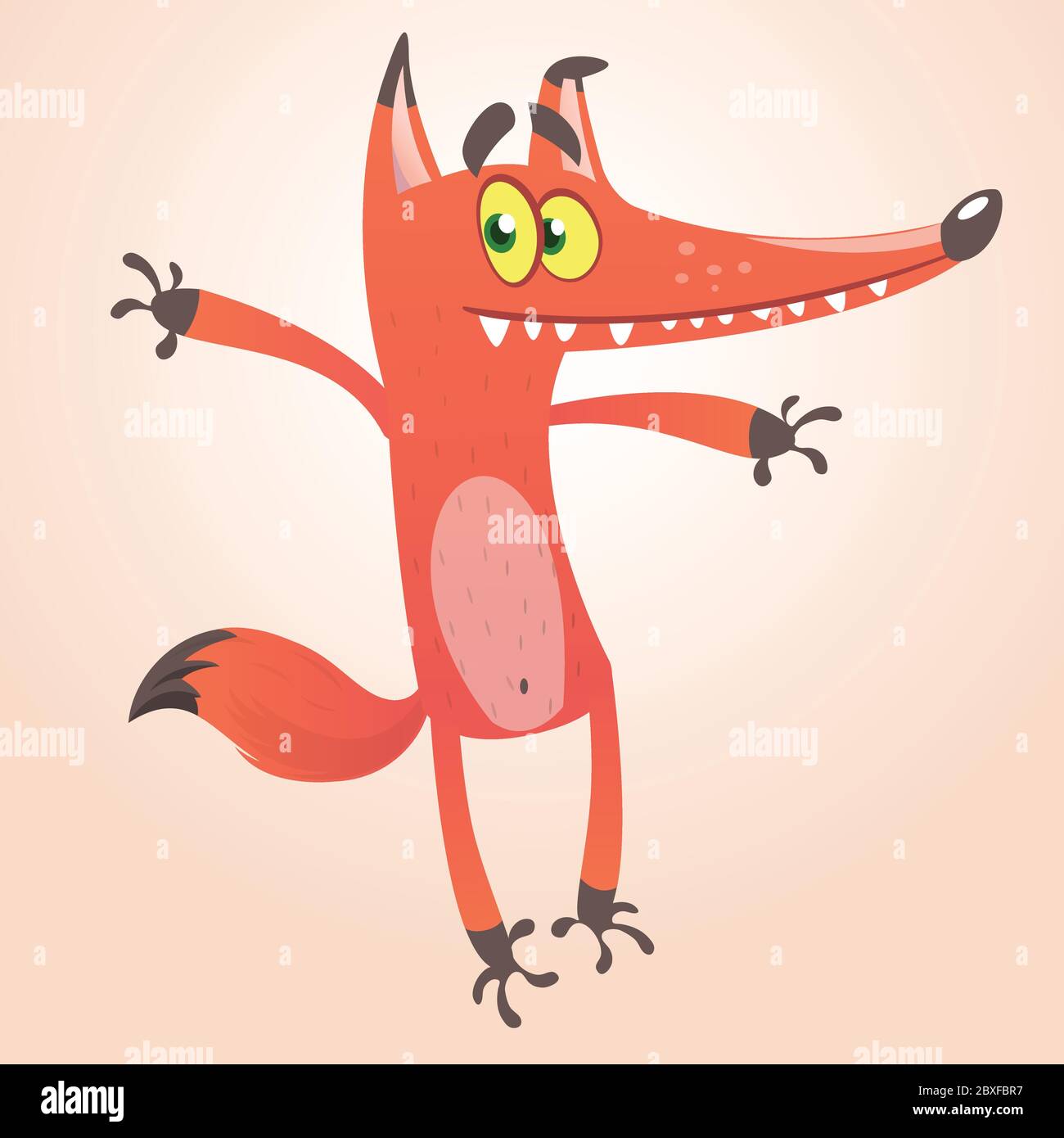 Cute funny fox excited. Vector illustration isolated. Cartoon character for children books. Stock Vector