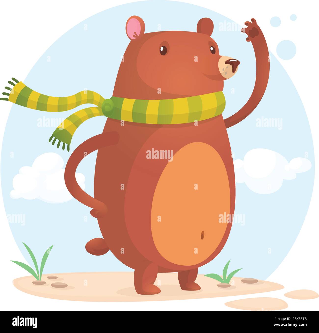 Happy bear in scarf. Vector cartoon isolated Stock Vector Image & Art ...