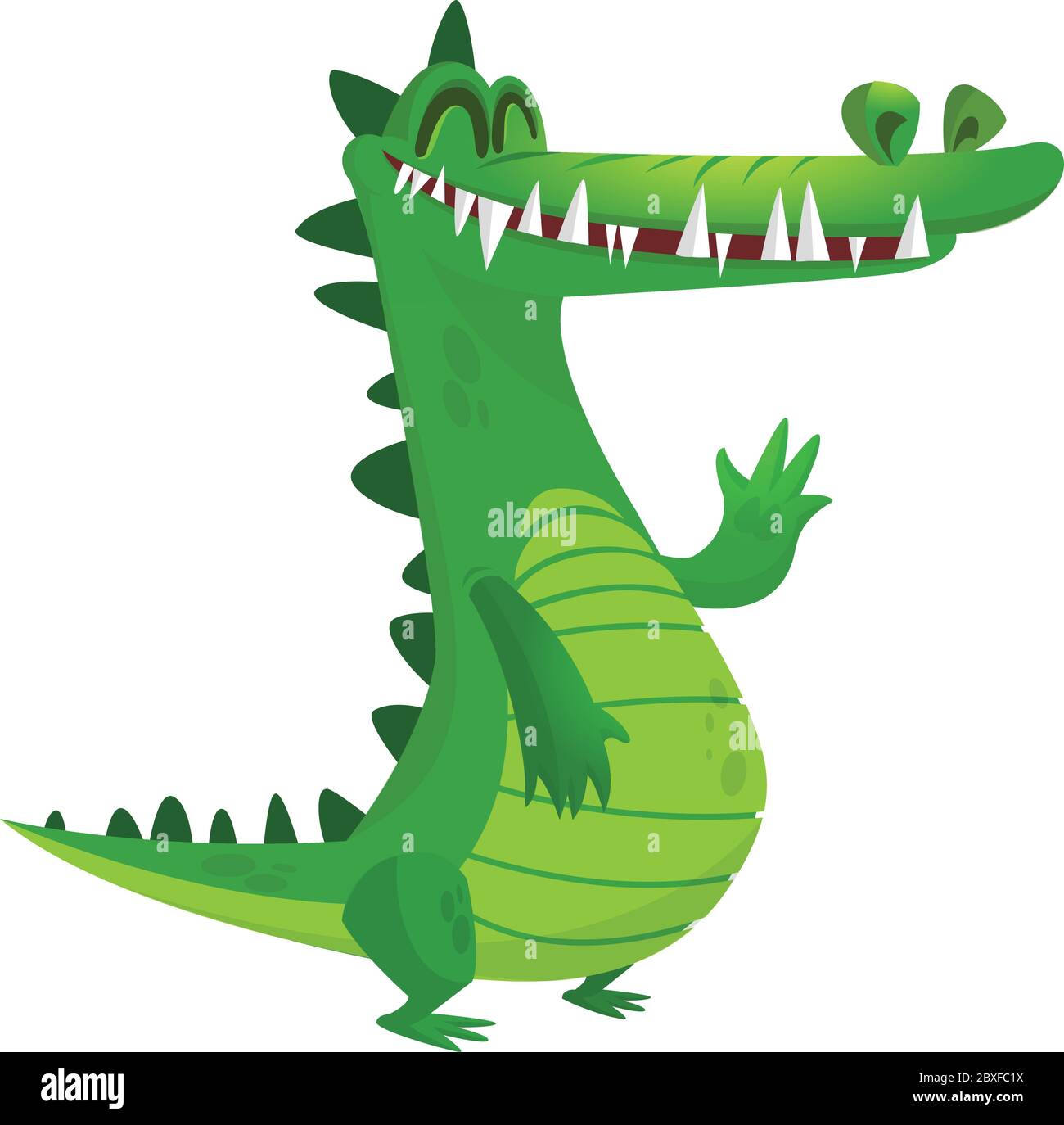 Cartoon crocodile. Vector raptor character icon Stock Vector