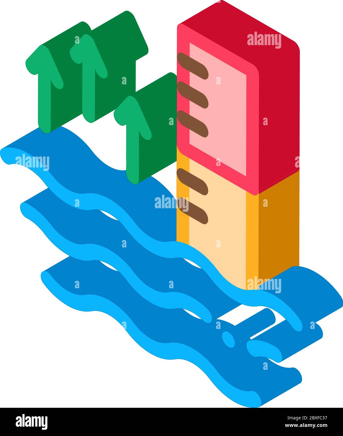 increase in water temperature isometric icon vector illustration Stock Vector