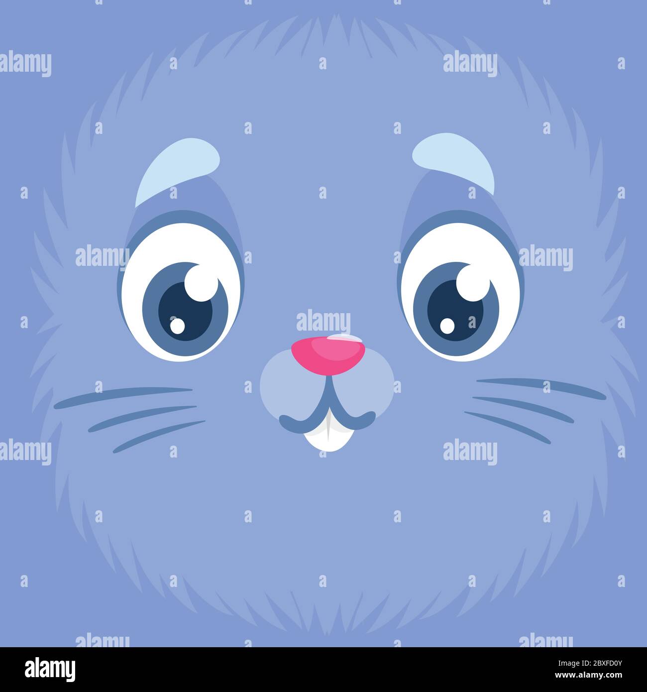 Cute blue rabbit bunny face avatar cartoon. Vector illustration Stock ...
