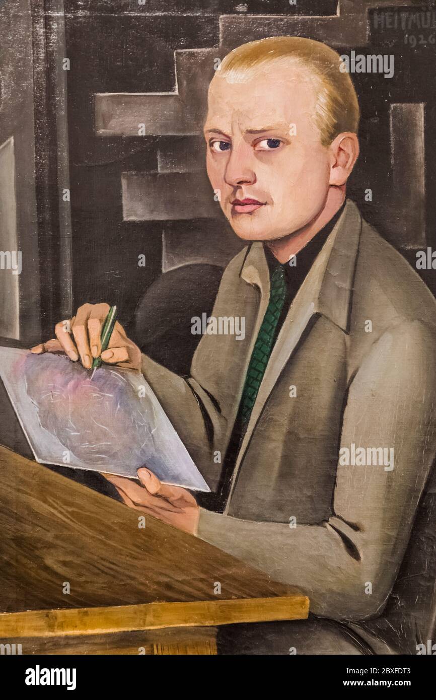 Painting titled 'Self-Portrait' (Selbstbildnis) by August Heitmuller dated 1926 Stock Photo