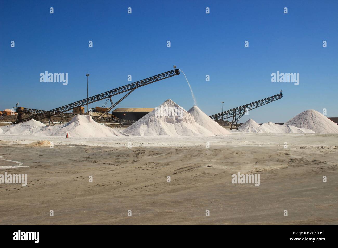 Walvis Bay, Namibia - April 25, 2015: Salt production at a factory from ...
