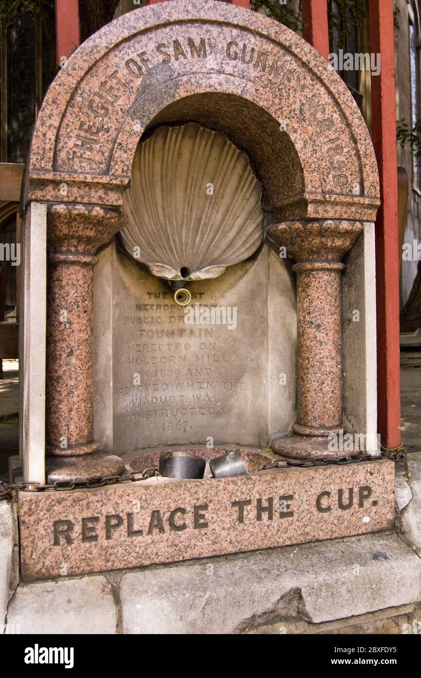 London first drinking fountain. Built 1859 outside St Sepulchre without