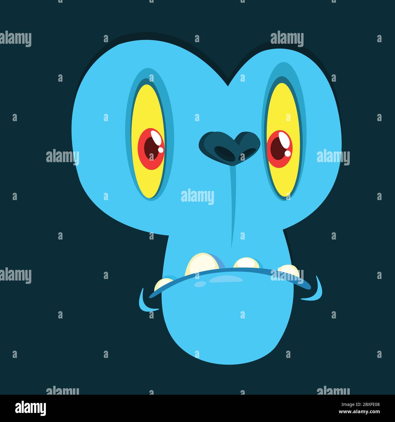 Scary Cartoon Monster Face Avatar Vector Blue Monster Yeti Stock Vector Image And Art Alamy