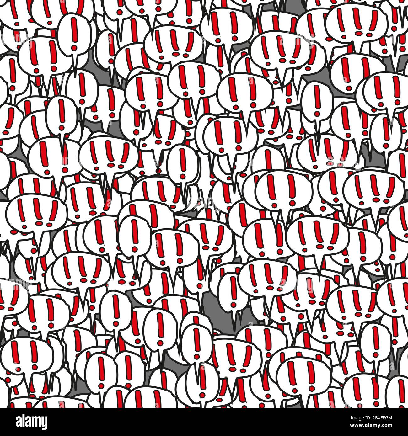 Exclamation Mark Comic Speech Bubbles Seamless Pattern on Gray Stock Vector