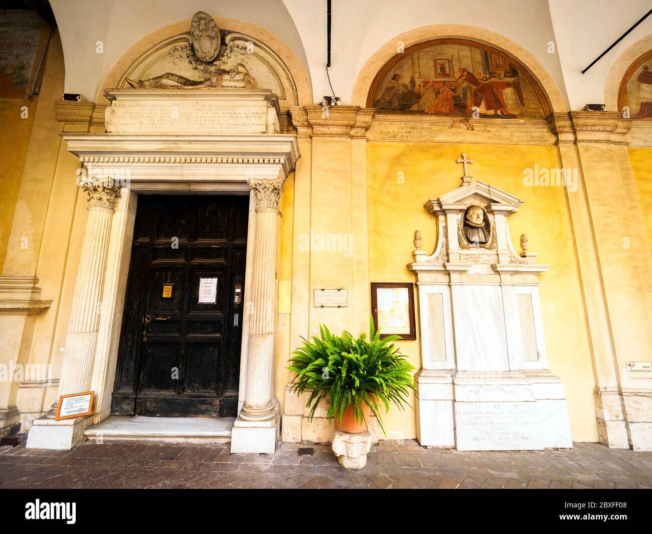 Tombstone in the courtyard of the  church San Gregorio al Celio - Rome, Italy Stock Photo