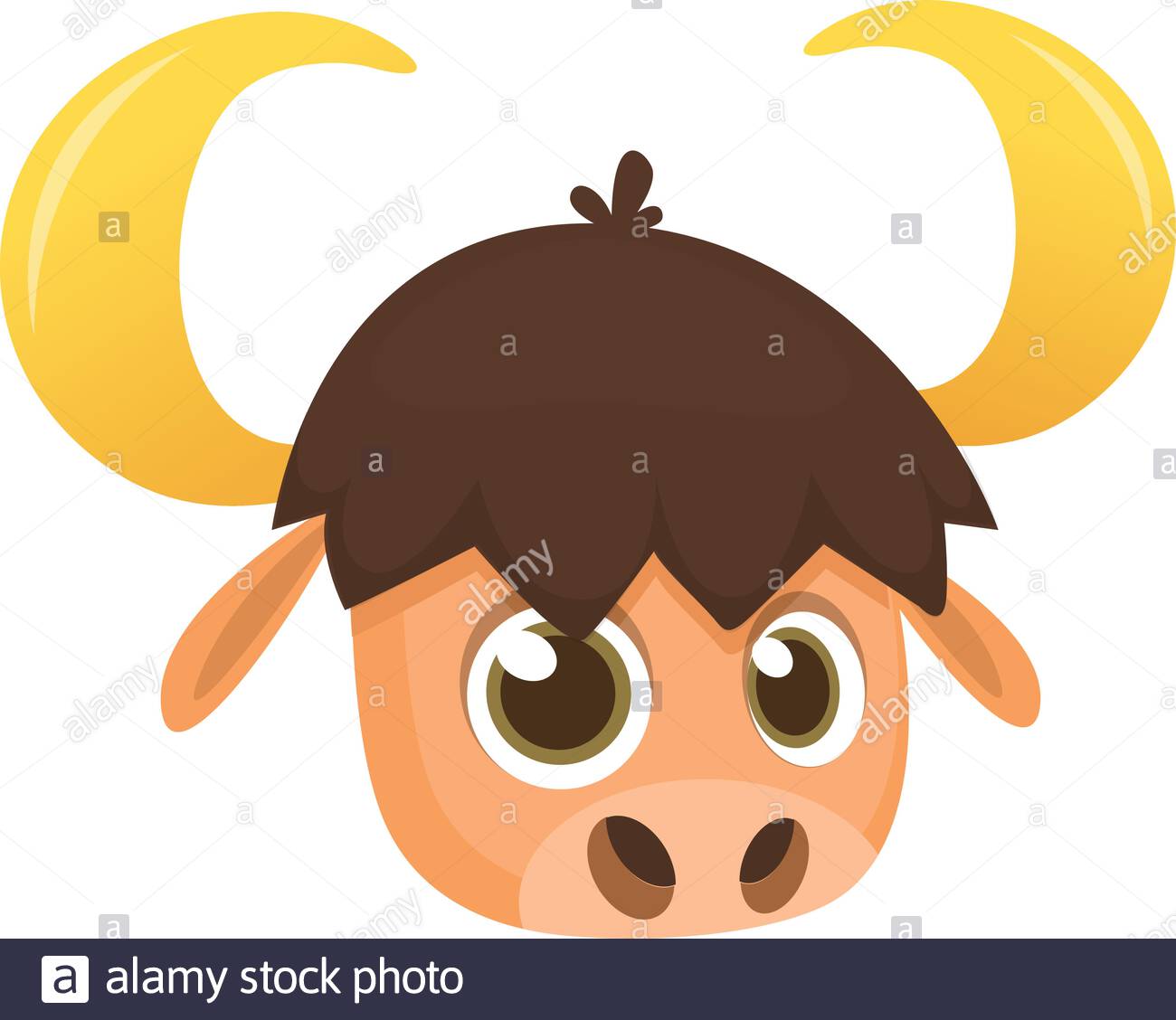 Cartoon american bull (buffalo, ox, bison) head icon, isolated on white  background. Colorful book page for kids and children Stock Vector Image &  Art - Alamy