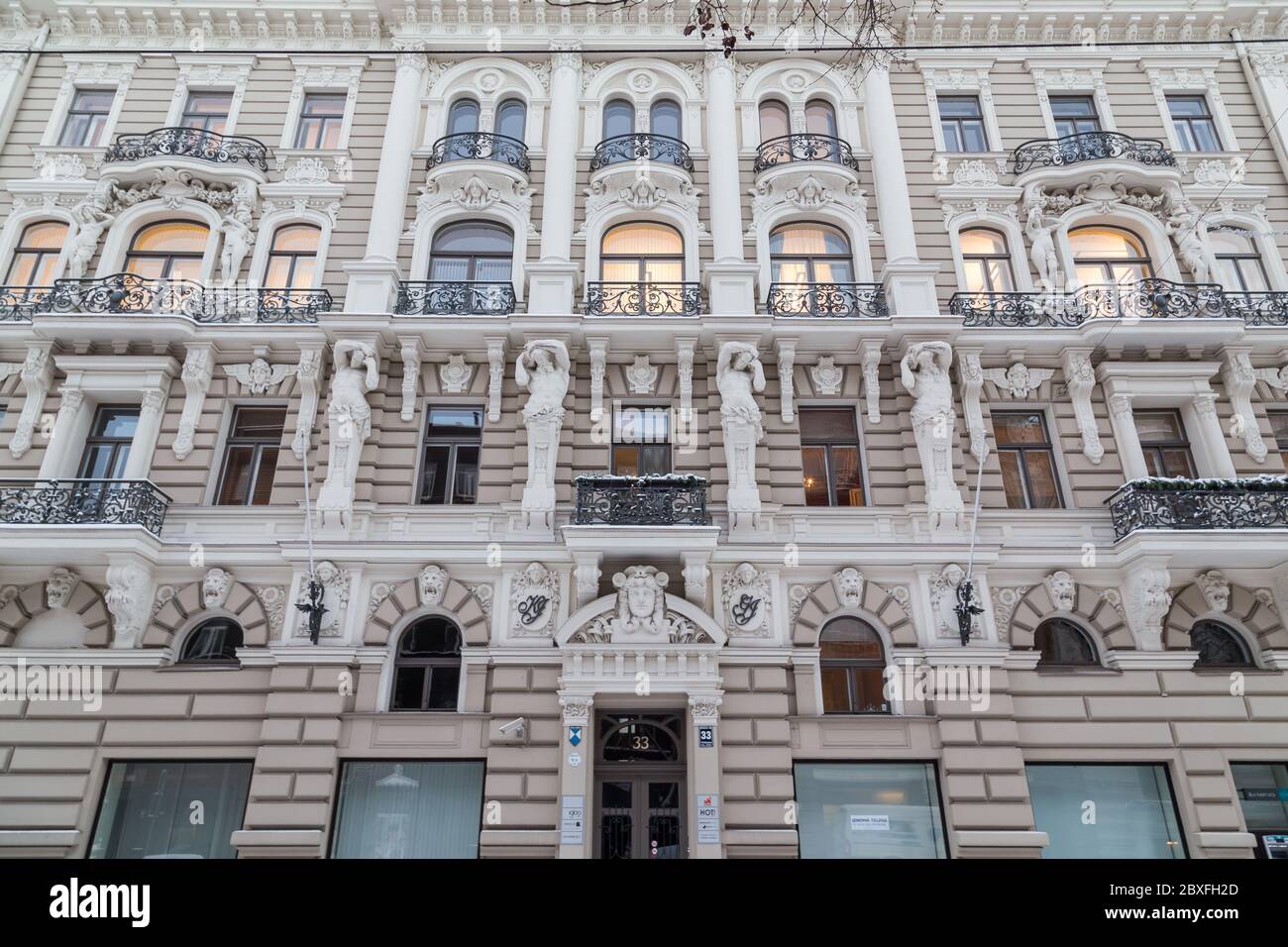 Eclipse Building Riga RIGA, LATVIA - 3RD JAN 2017: Architecture along Elizabetes iela in ...