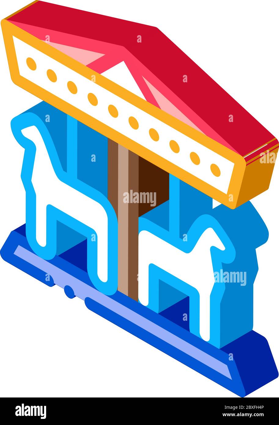animal carousel isometric icon vector illustration Stock Vector Image ...