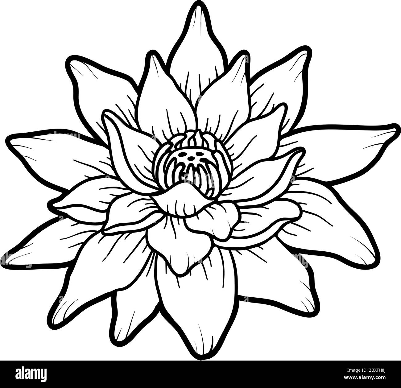 Coloring book for children, flower Lotus Stock Vector