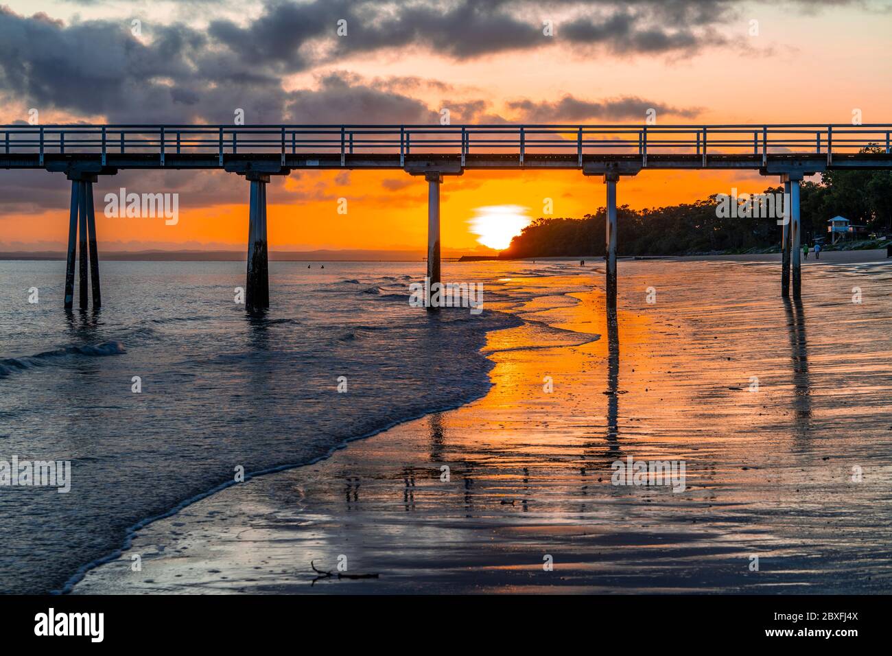 Scarness Jetty at sunrise, Hervey Bay, Queensland, Australia Stock