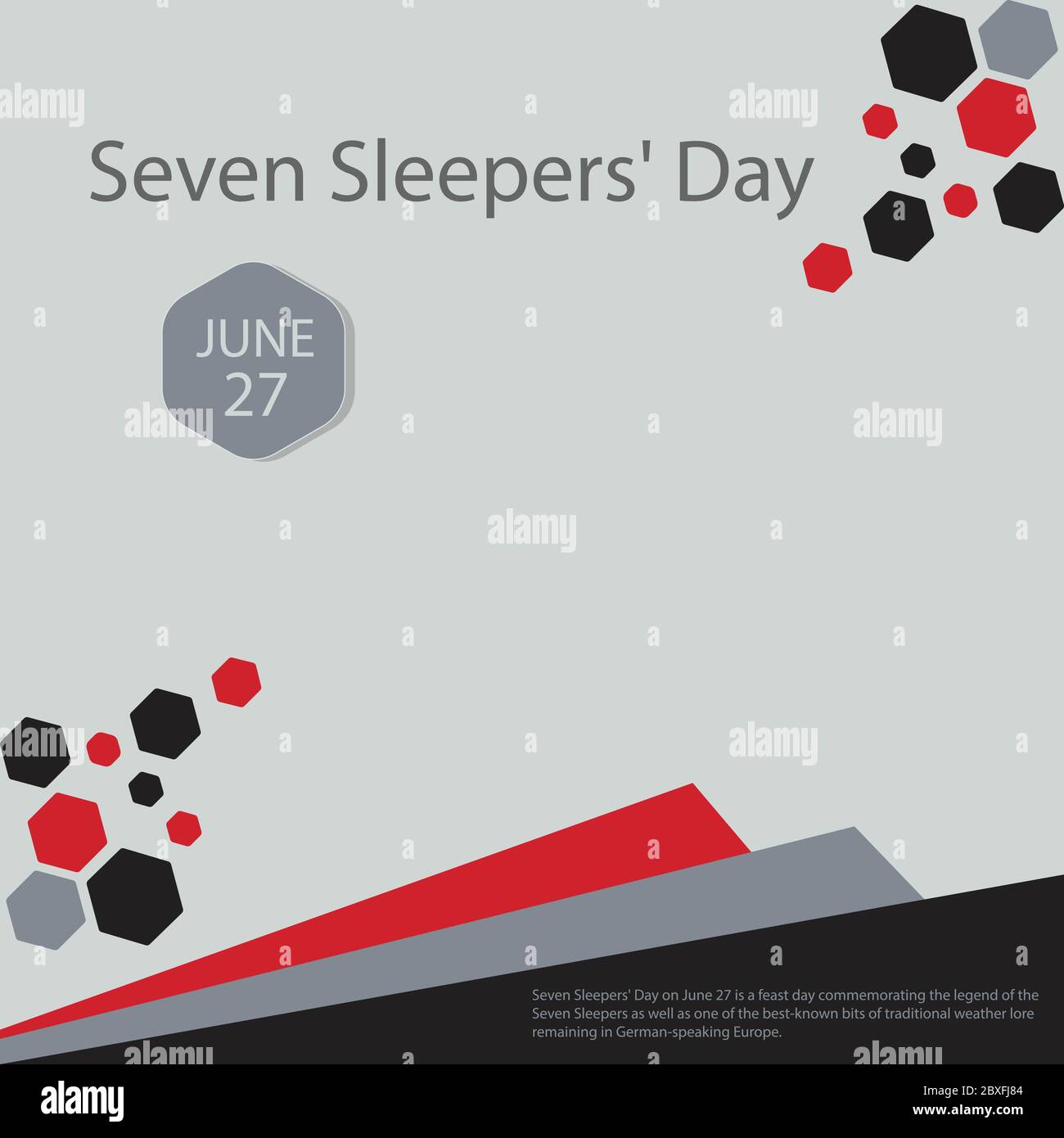 Seven Sleepers' Day on June 27 is a feast day commemorating the legend of the Seven Sleepers as well as one of the best-known bits of traditional weat Stock Vector