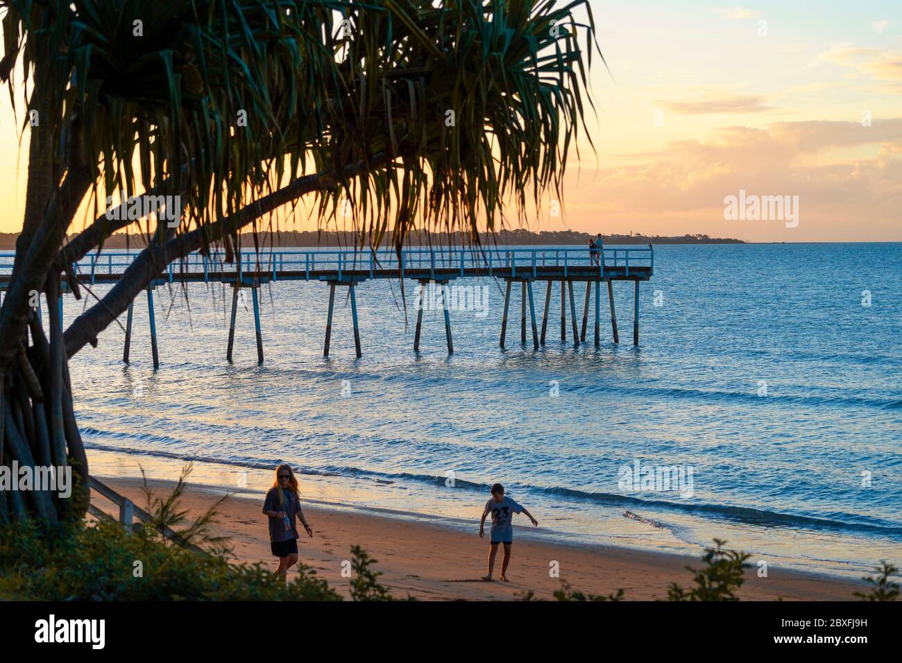 Scarness Jetty at sunrise, Hervey Bay, Queensland, Australia Stock
