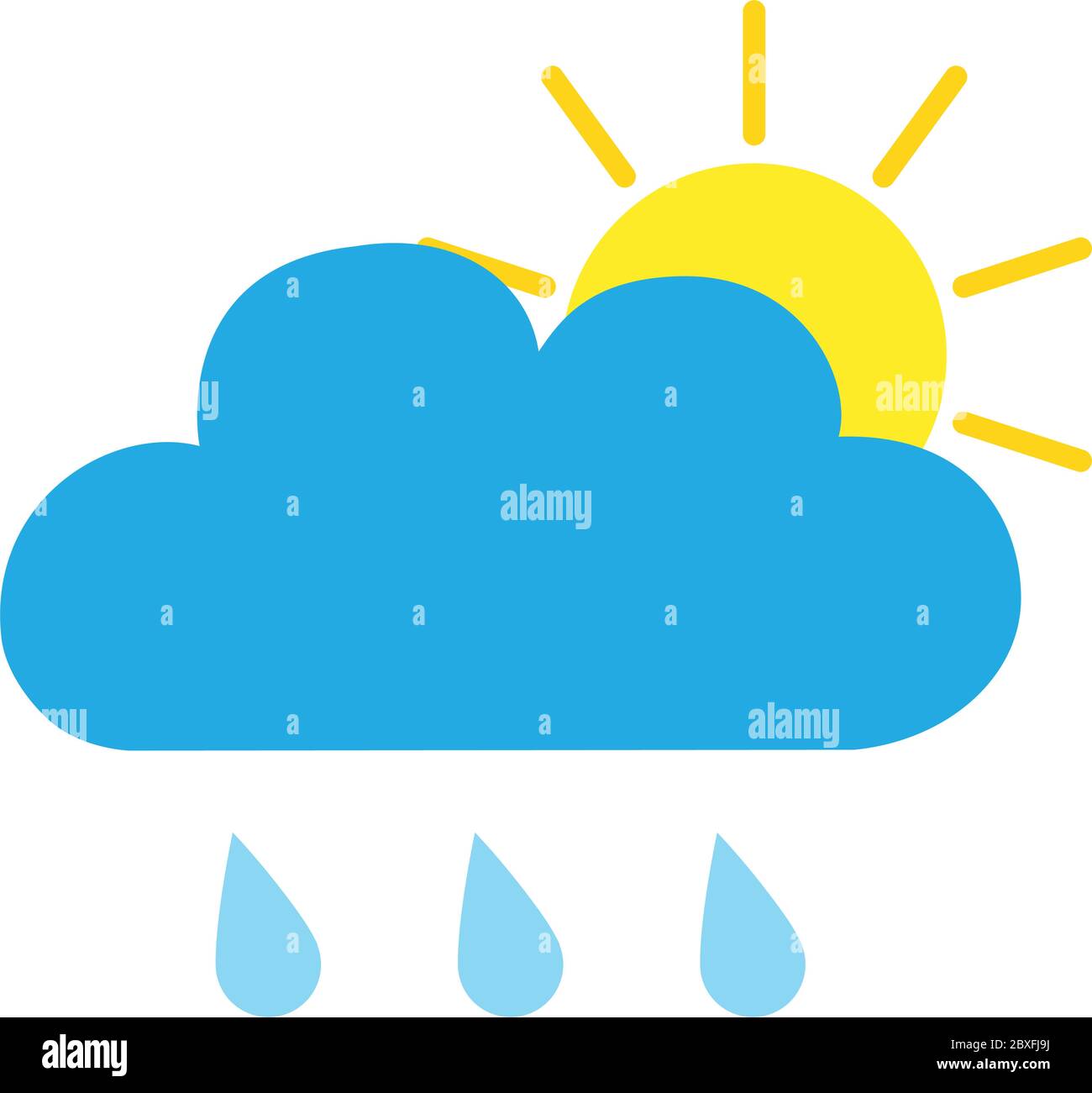 Raining drops cloud sun icon weather forecast vector illustration isolated on white eps 10 Stock Vector