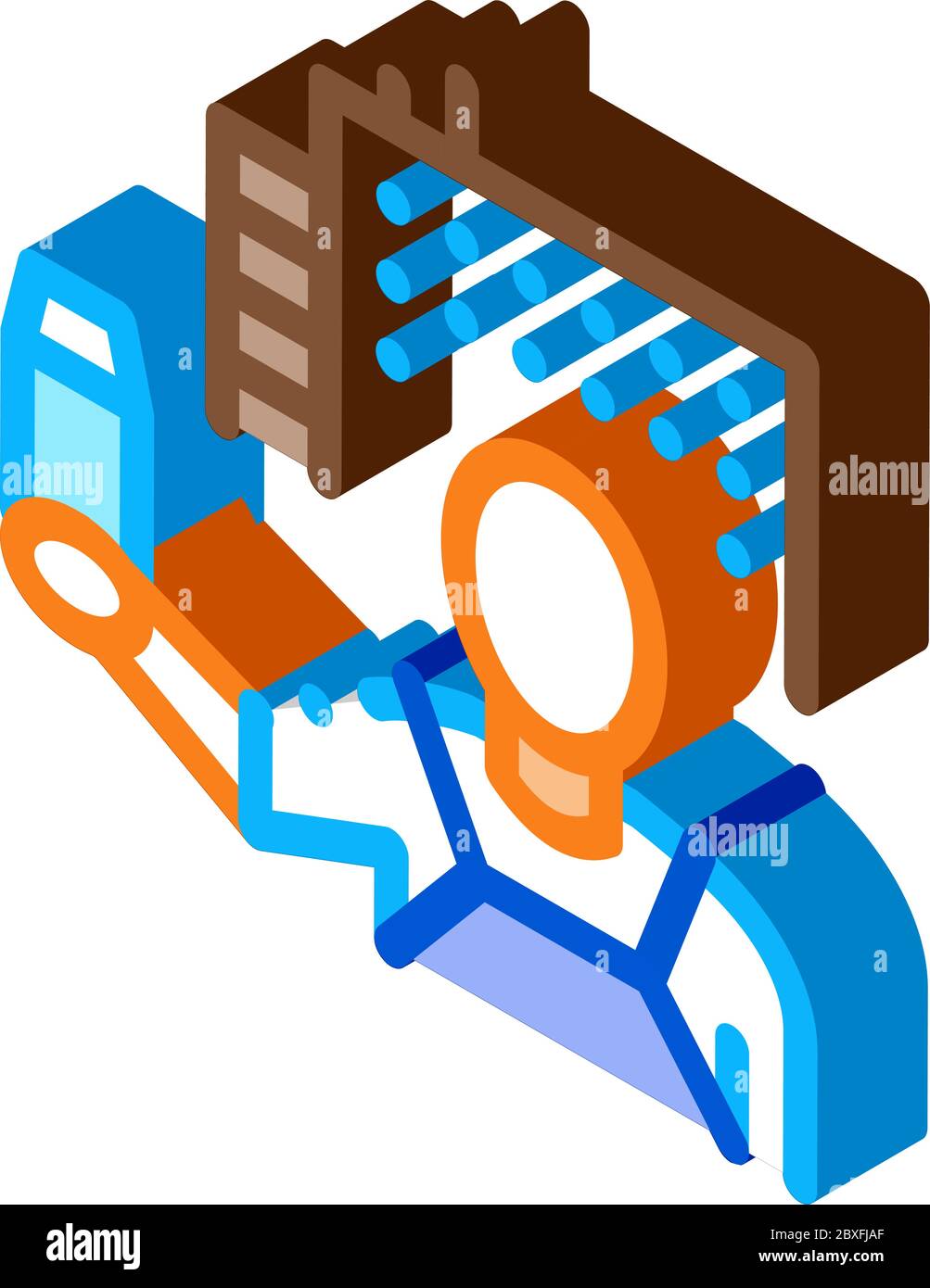farm milk worker isometric icon vector illustration Stock Vector