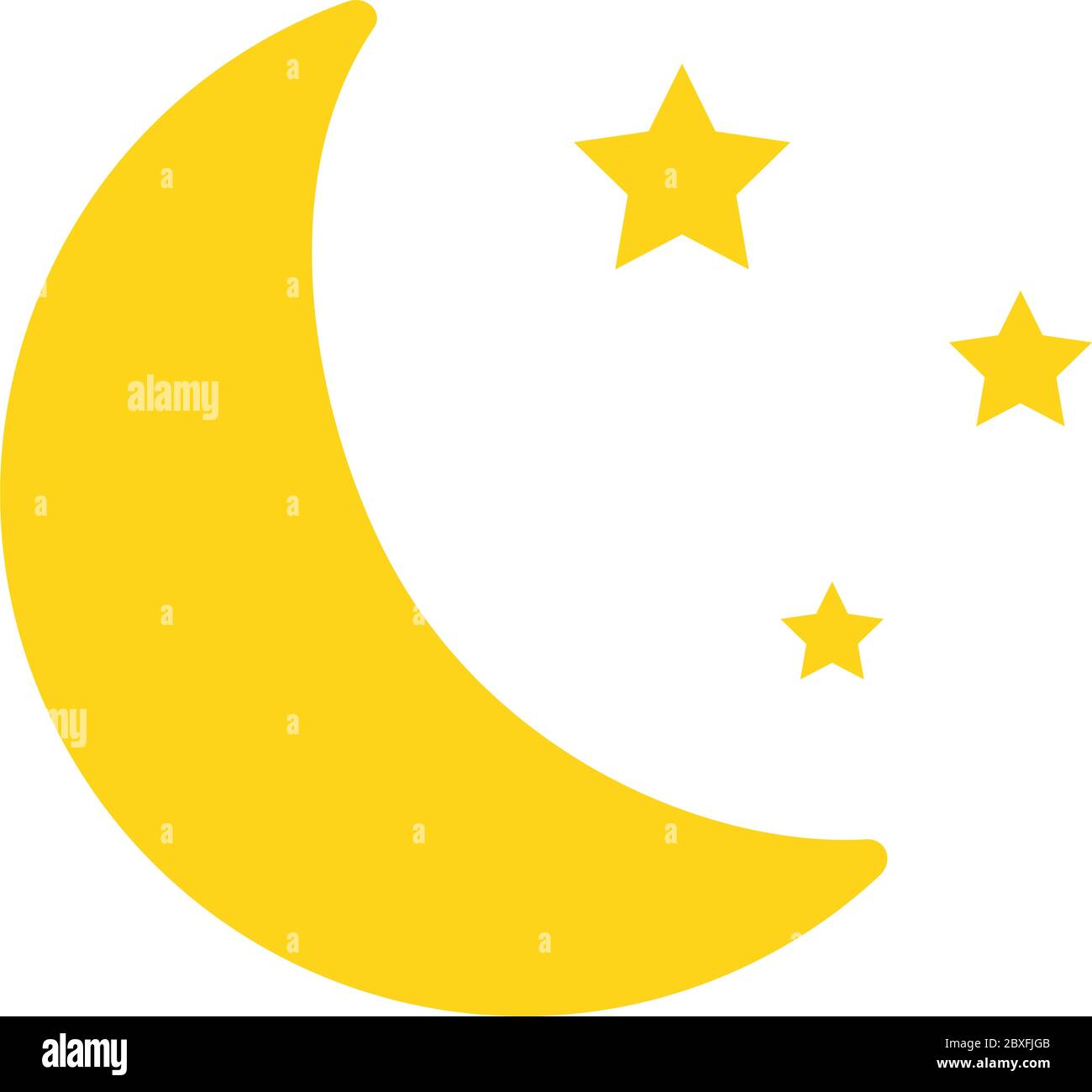 Moon icon and flat stars isolated on white background vector ...