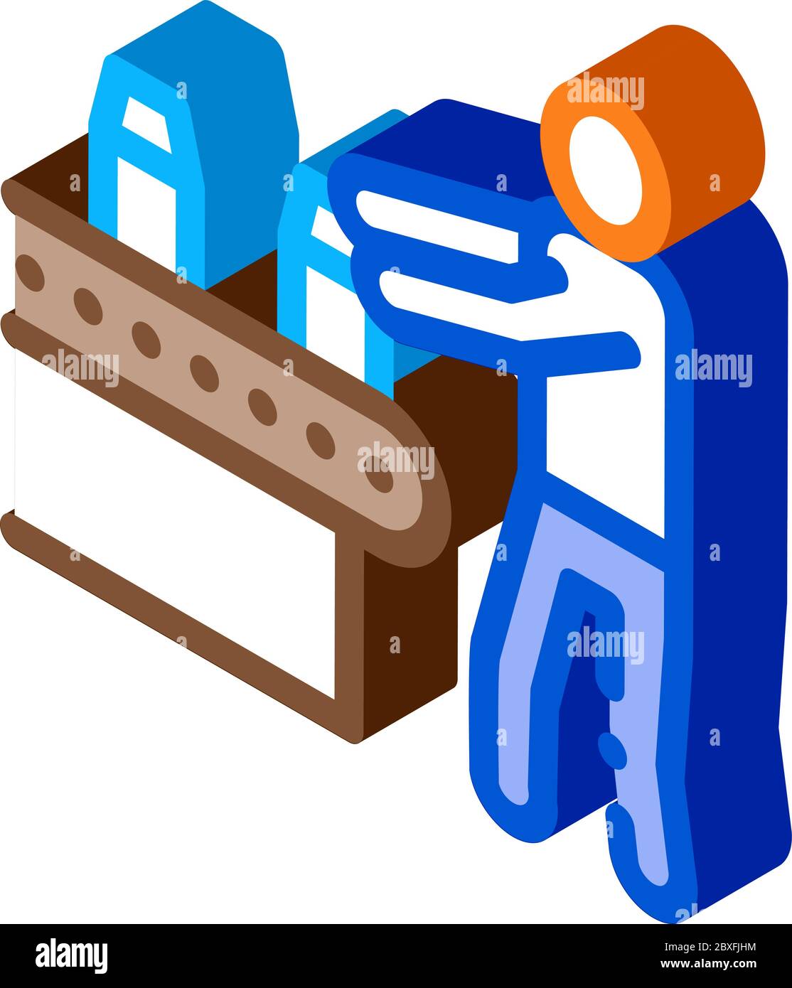 farm milk convector worker isometric icon vector illustration Stock Vector