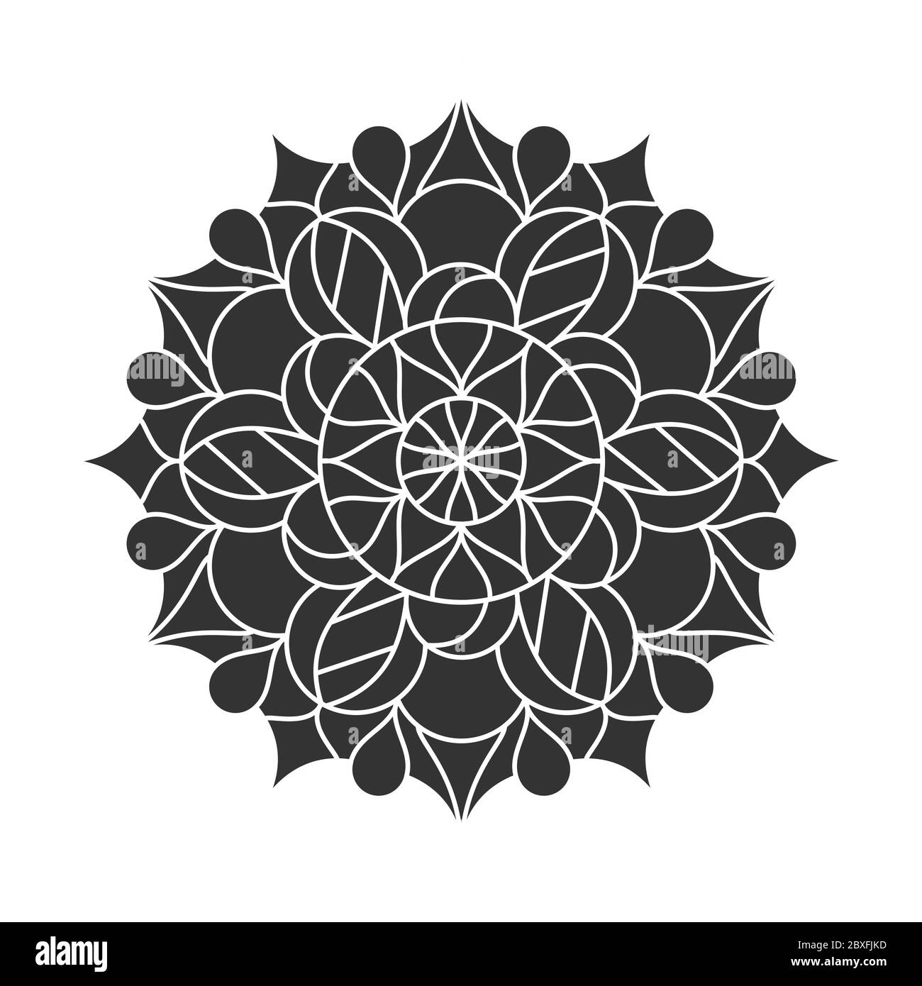 Circular pattern, filled silhouette. Vector illustration isolated on white background, flat design. Stock Vector