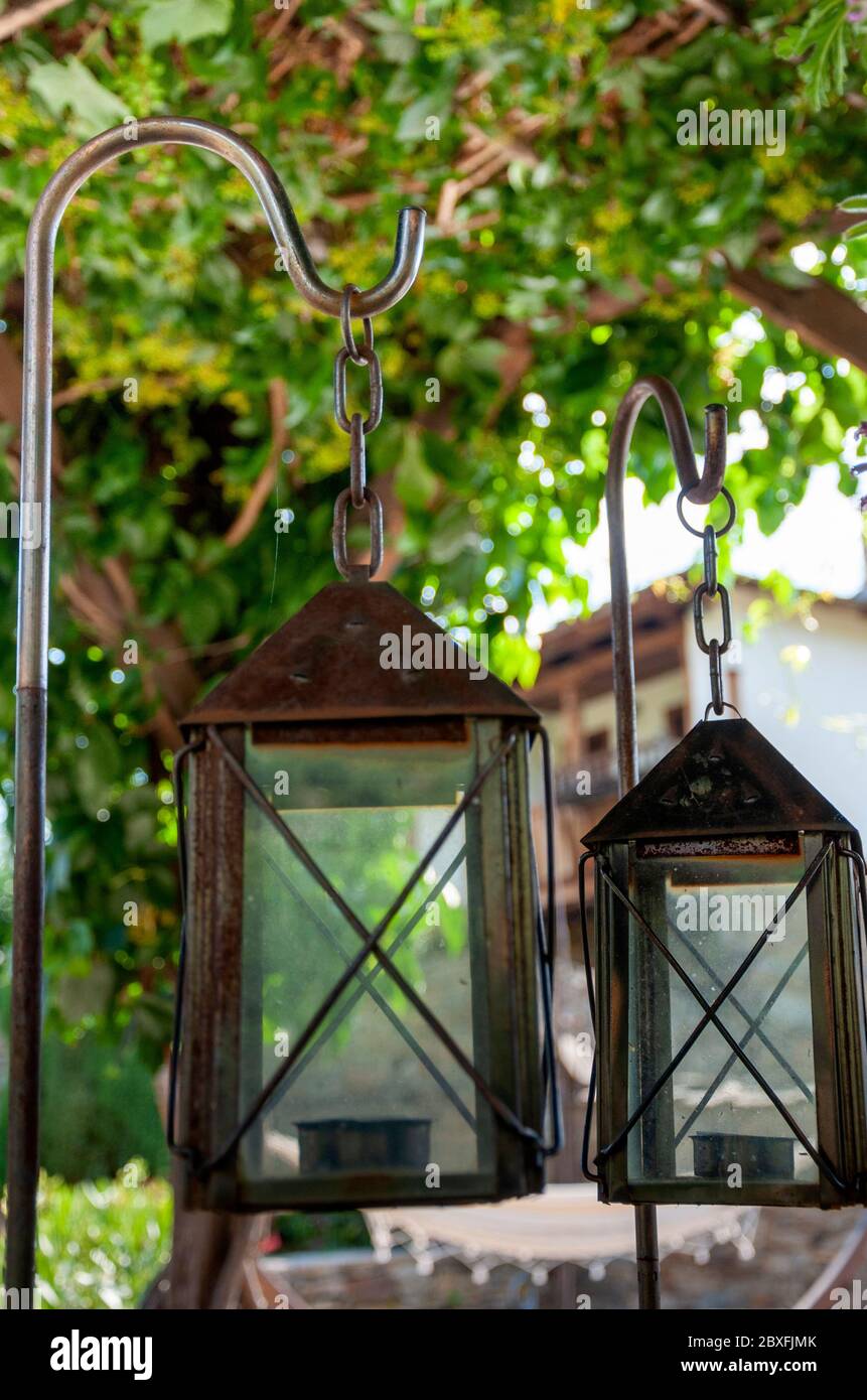 Old garden lanterns hi-res stock photography and images - Alamy
