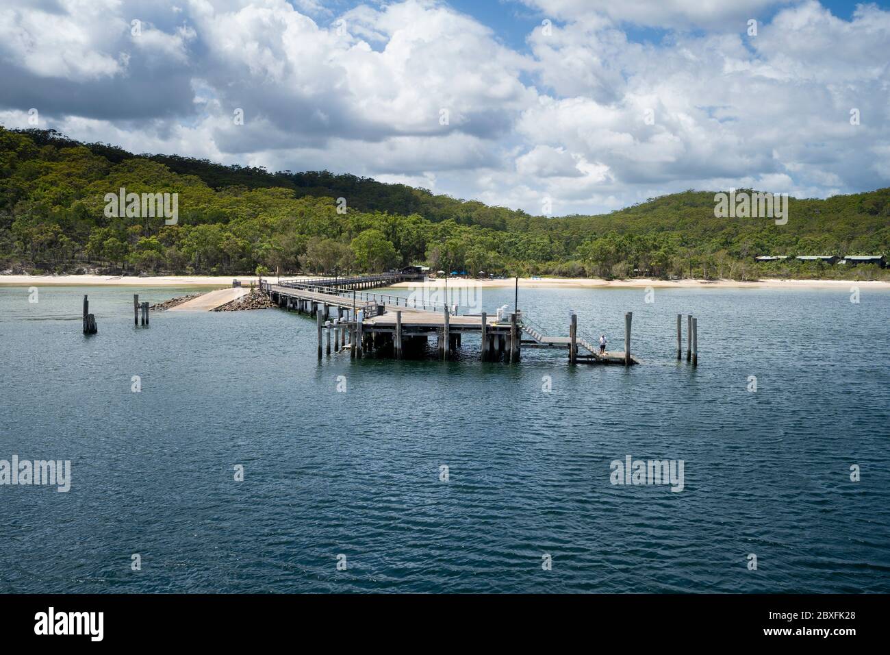 Kingfisher Bay jetty and barge landing, Fraser Island, Queensland, Australia Stock Photo