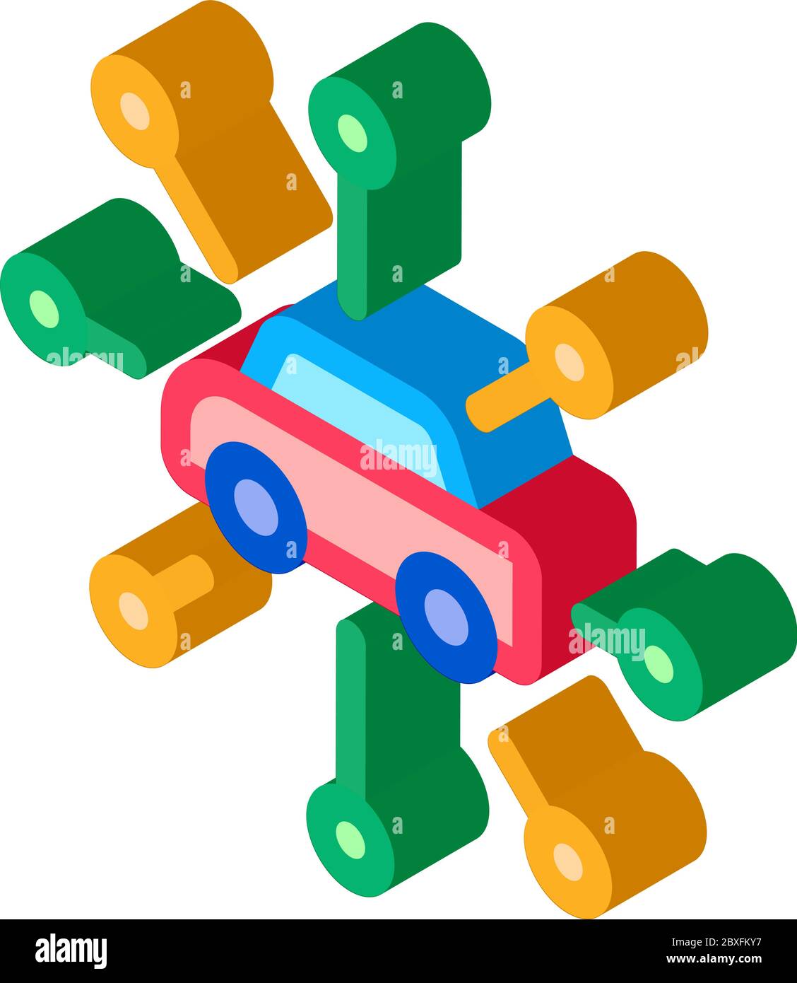 universal network of cars isometric icon vector illustration Stock ...