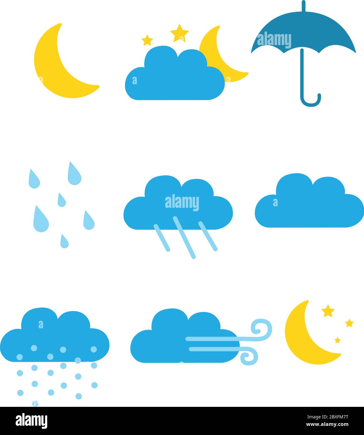 Color weather icons flat vector illustration isolated on white eps 10 ...