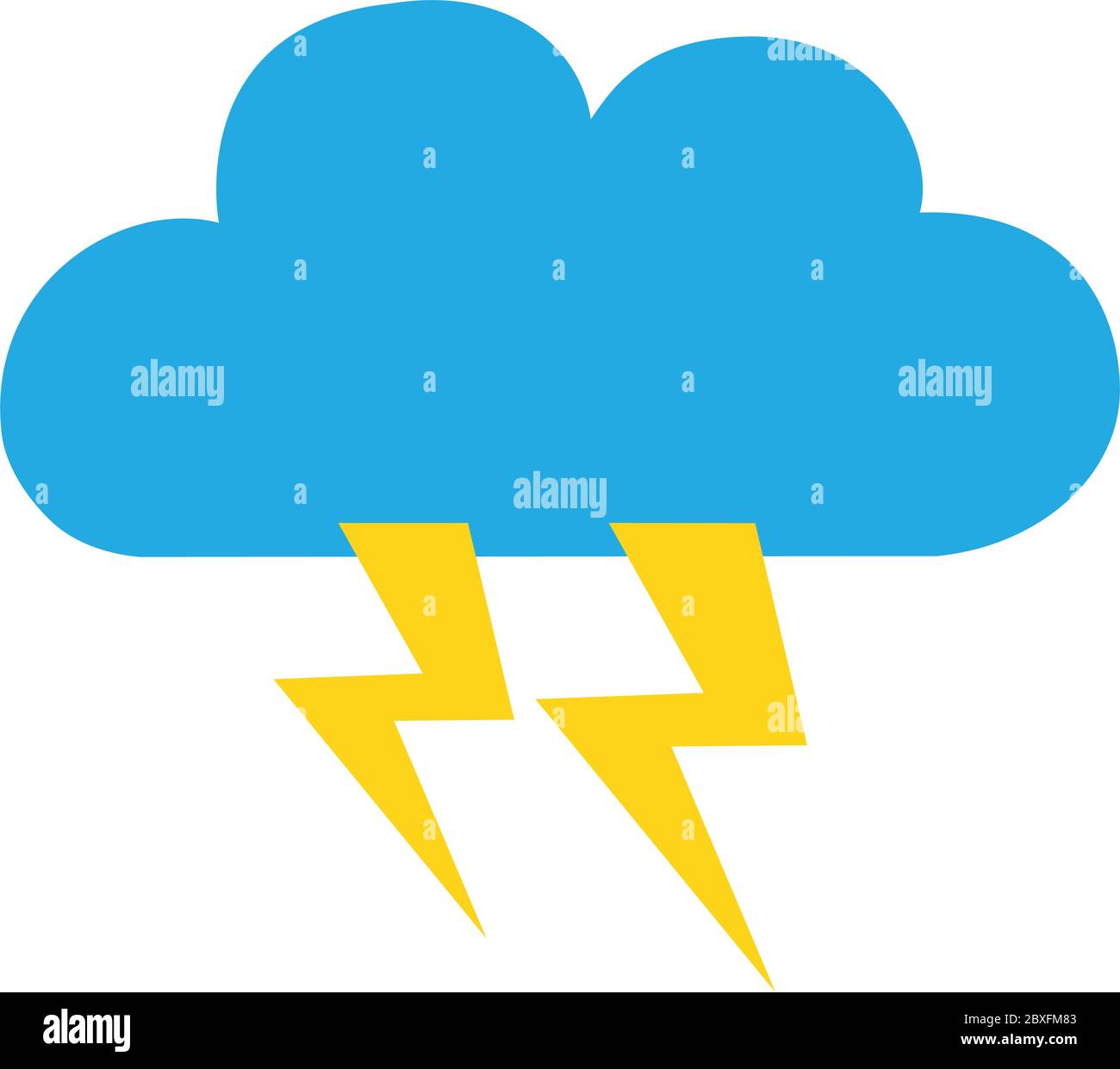Lightning with cloud bolt vector icon silhouette blue isolated on white ...