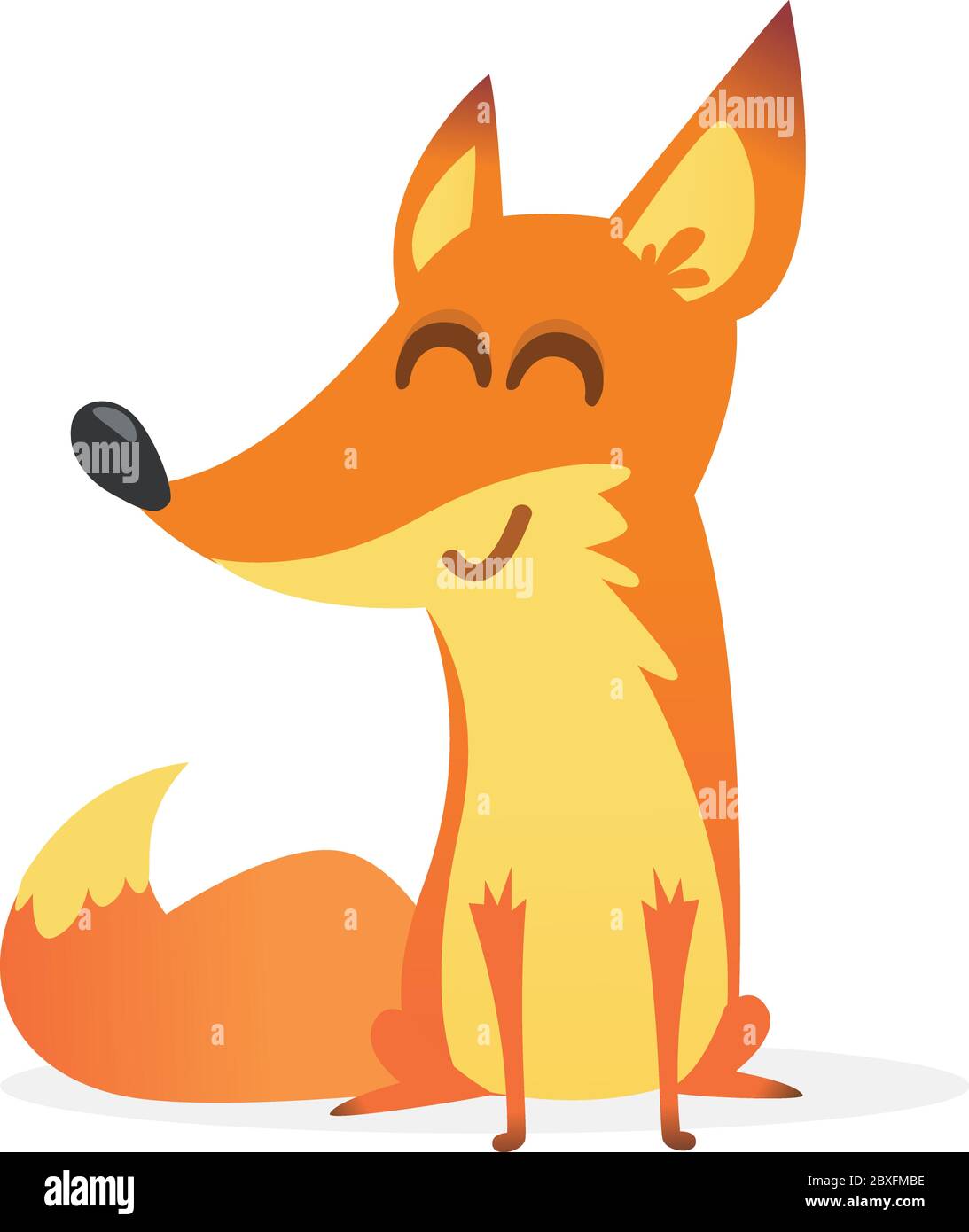 Cute funny fox laughing. Vector illustration isolated. Cartoon character for children books
