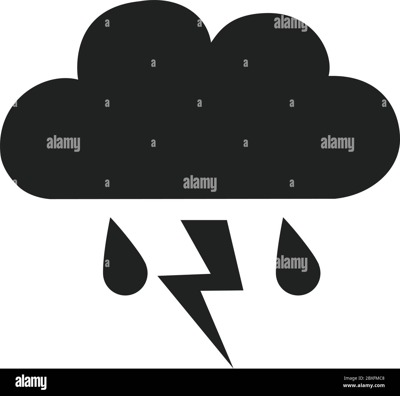Cloud rain thunderstorm black vector illustration isolated on white eps ...