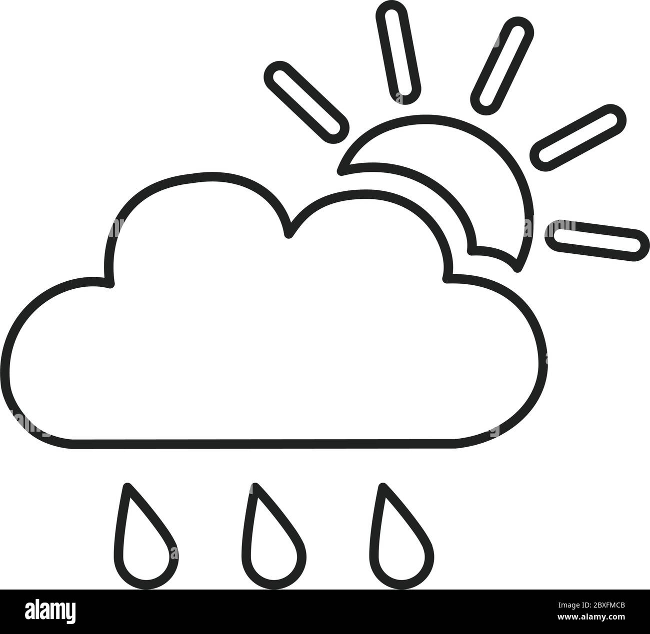Raining drops cloud sun icon weather forecast vector illustration