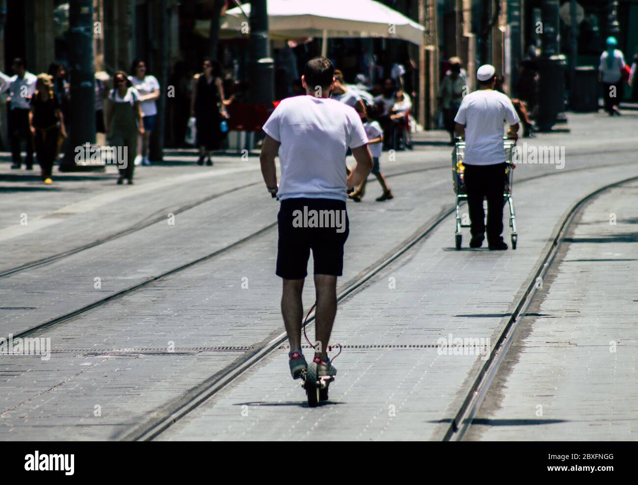Jerusalem Israel July 6, 2019 View of unknown Israeli people rolling