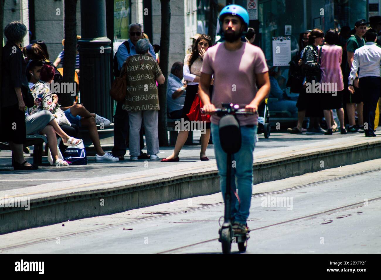 Jerusalem Israel July 6, 2019 View of unknown Israeli people rolling