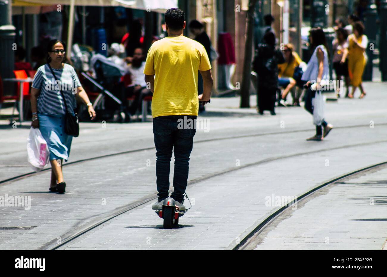 Jerusalem Israel July 6, 2019 View of unknown Israeli people rolling