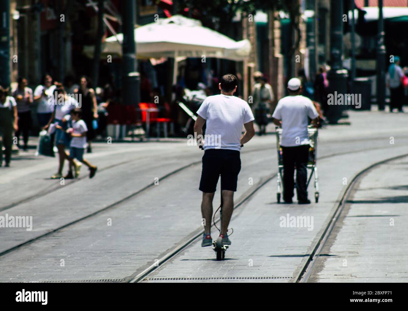 Jerusalem Israel July 6, 2019 View of unknown Israeli people rolling