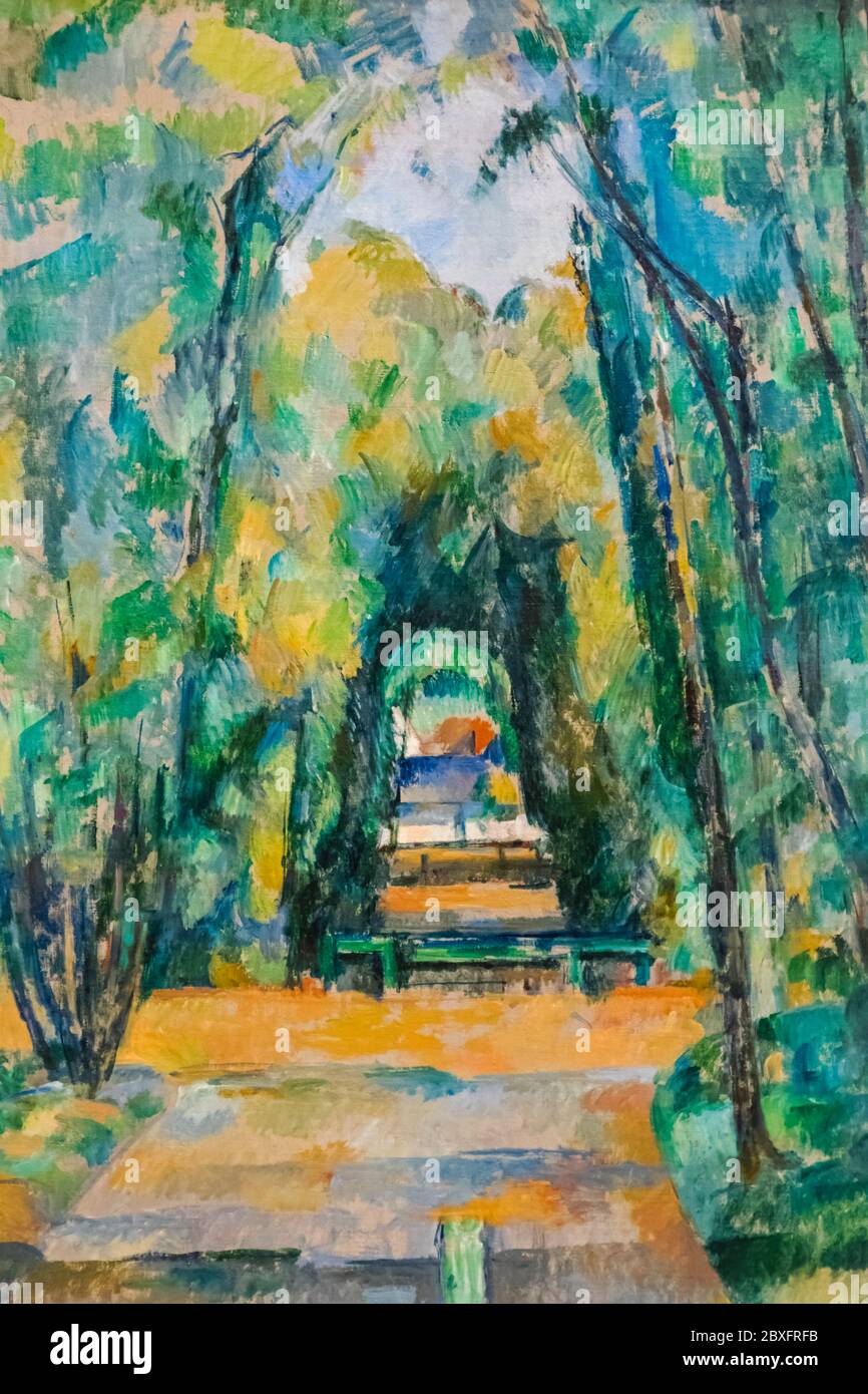 Painting titled 'Avenue at Chantilly' by Paul Cezanne dated 1888 Stock Photo