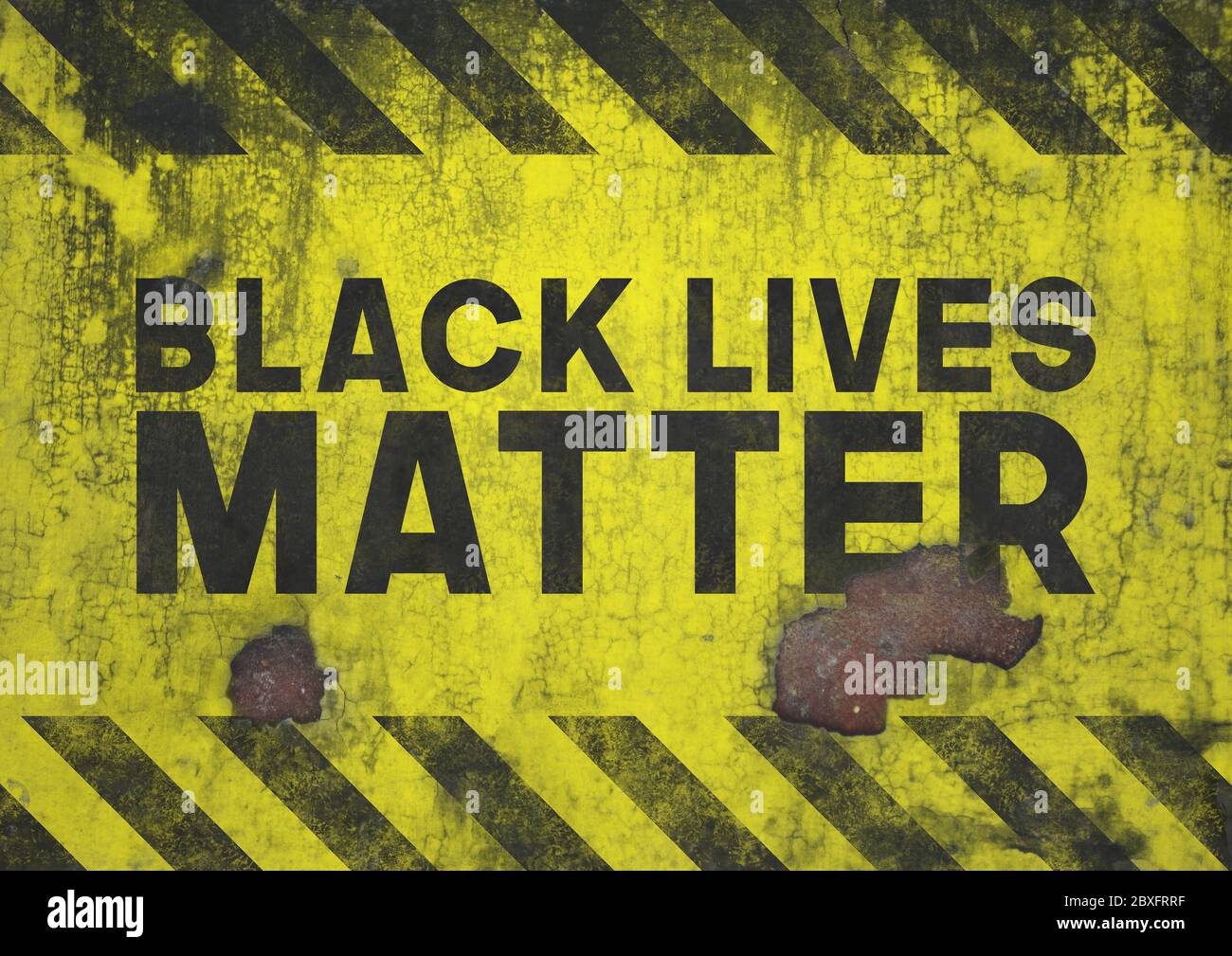 A Black Lives Matter (BLM) warning sign graphic illustration for use as poster to raise awareness about racial inequality Stock Photo