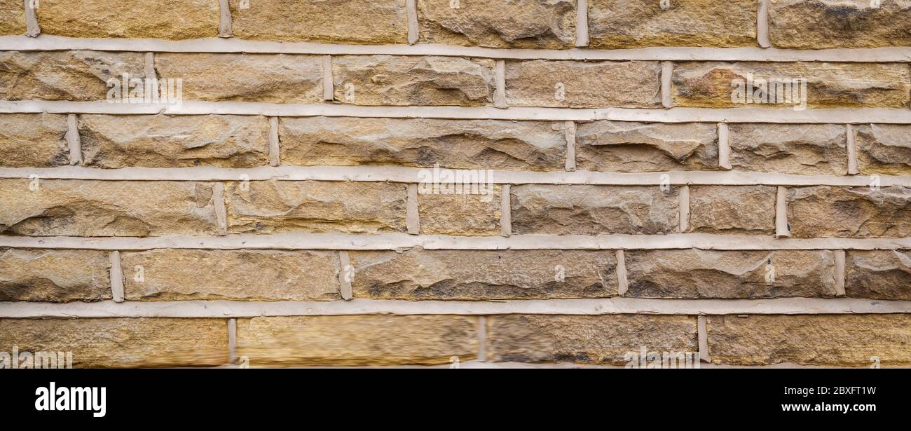 Brick Wall Panorama with white pointing Stock Photo