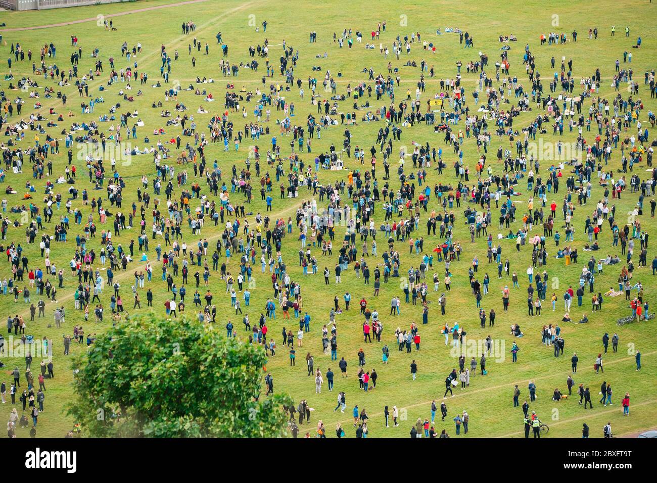 Edinburgh, Scotland. 7th June 2020. Black Lives Matter supporters hold a socially distanced rally in Holyrood Park. Credit: Andrew Perry/Alamy Live News Stock Photo