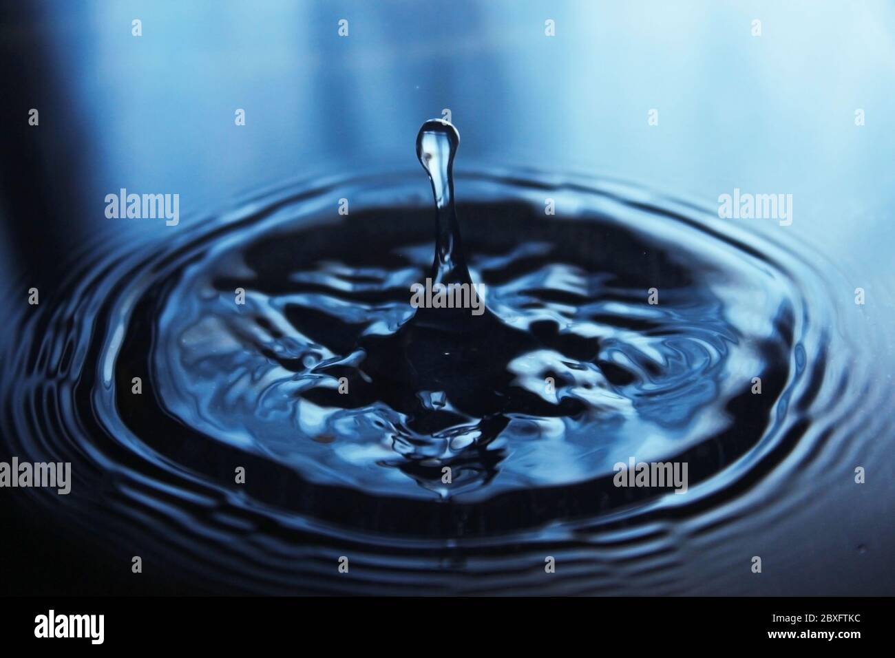 Beautiful splash of water drop on water surface - Droplet Photography Stock Photo