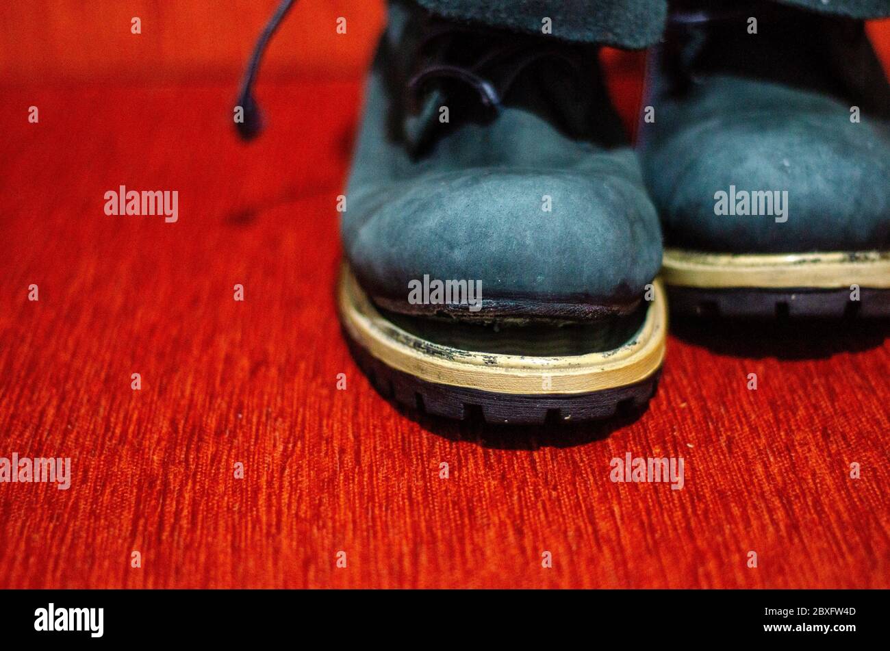 Old Ragged Blue Boots, Vintage, Dirty Stock Photo - Alamy