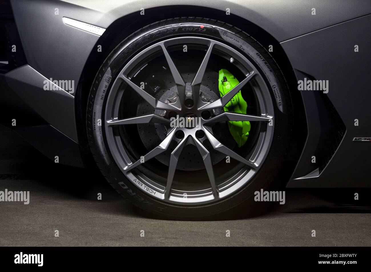 Lamborghini Aventador alloy wheel Stock Photo