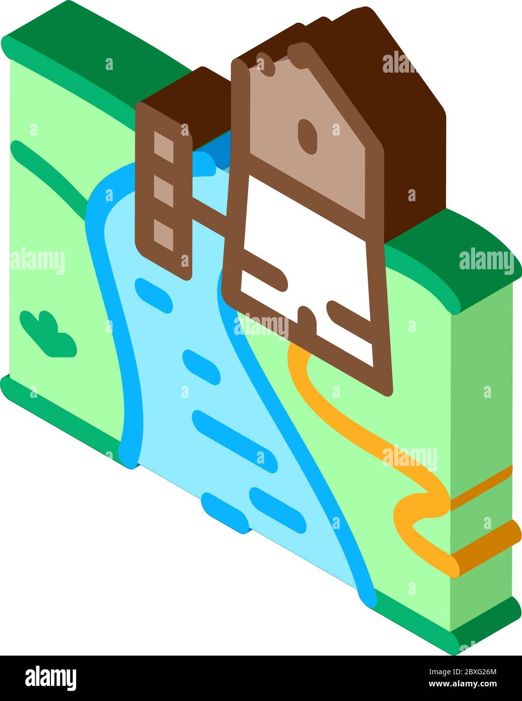 water mill isometric icon vector illustration Stock Vector Image & Art ...