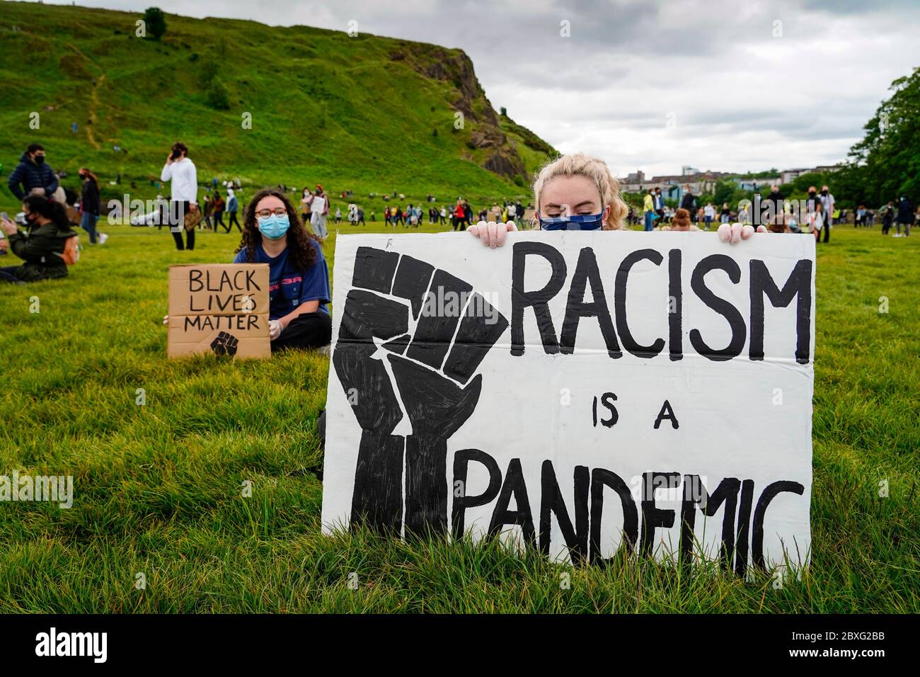 Edinburgh, Scotland, UK. 7 June 2020.  Black Lives Matter protest demonstration at Holyrood Park in Edinburgh. Iain Masterton/Alamy Live News Stock Photo