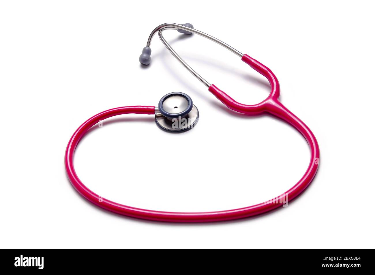 Pink colour stethoscopes isolated on white background Stock Photo - Alamy