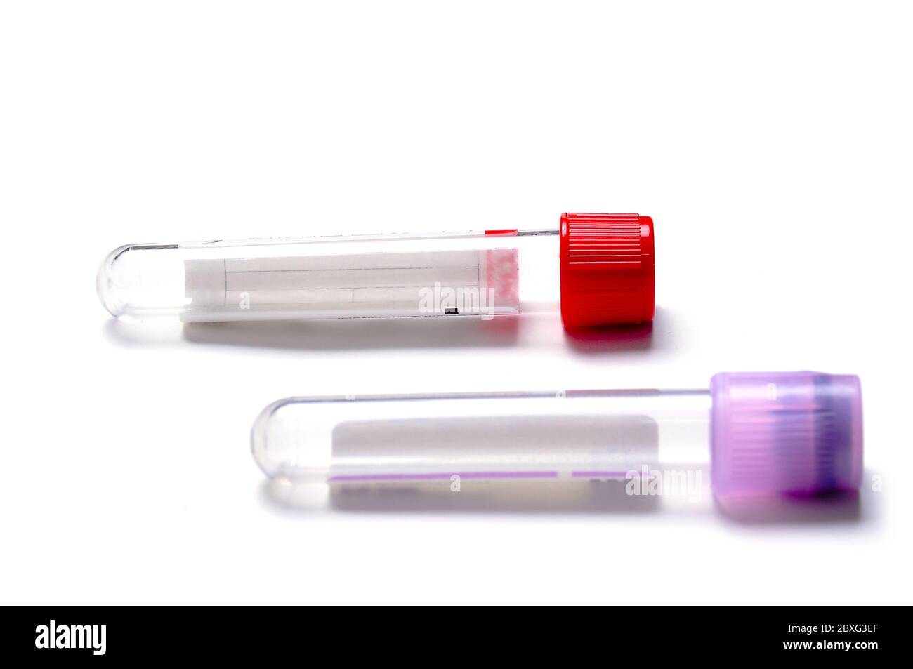 Vacutainer Plastic Serum Tube used for evacuated sterile blood collection tube for serum analysis Stock Photo