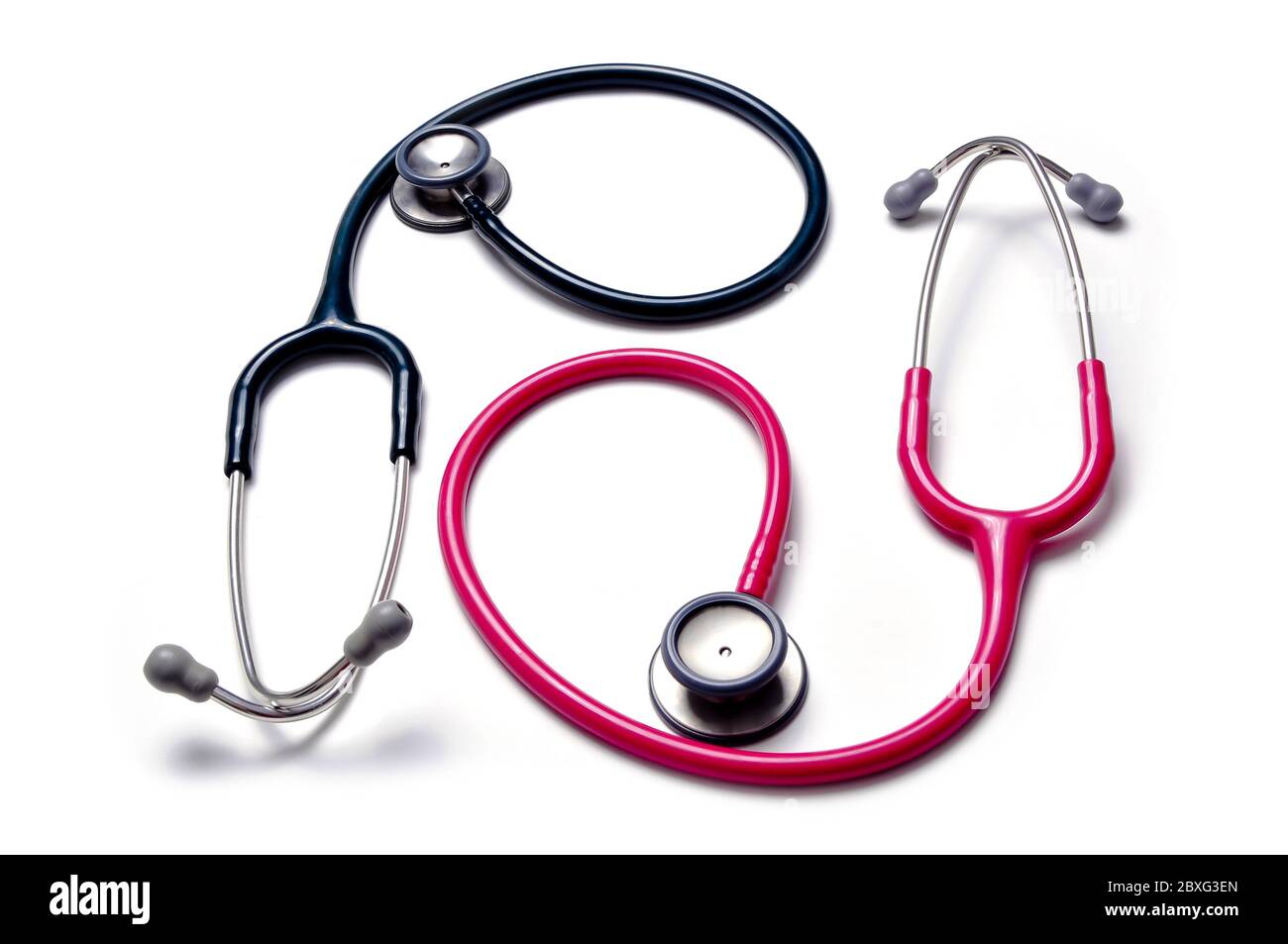 Black and pink stethoscopes isolated on white background Stock Photo ...