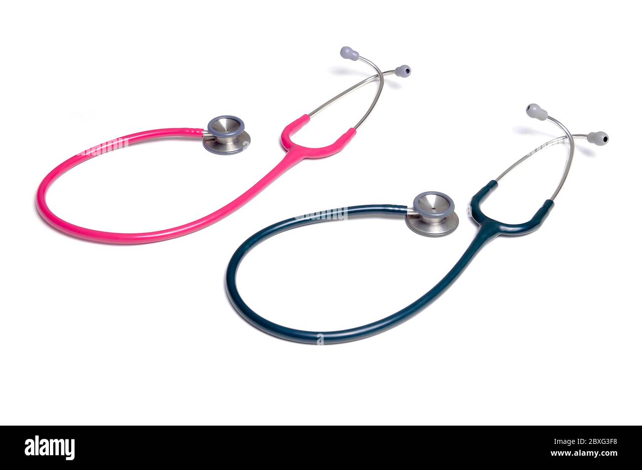 Black and pink stethoscopes isolated on white background Stock Photo ...
